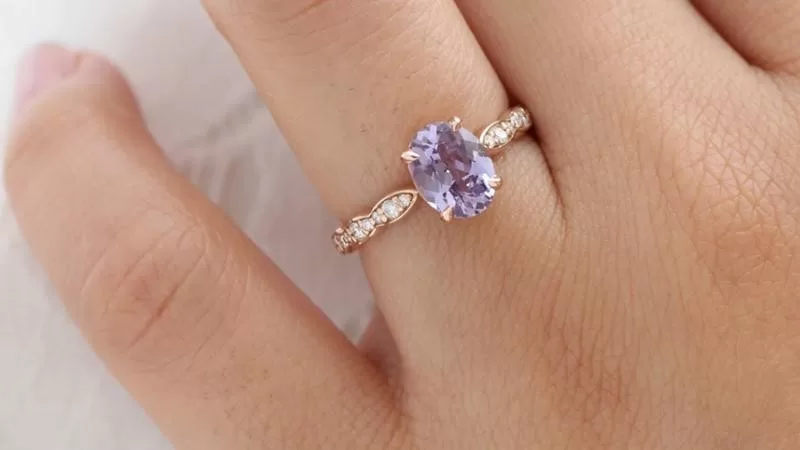 Pre engagement purple stone ring