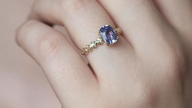 Purple Violet Sapphire Engagement Ring in 14k